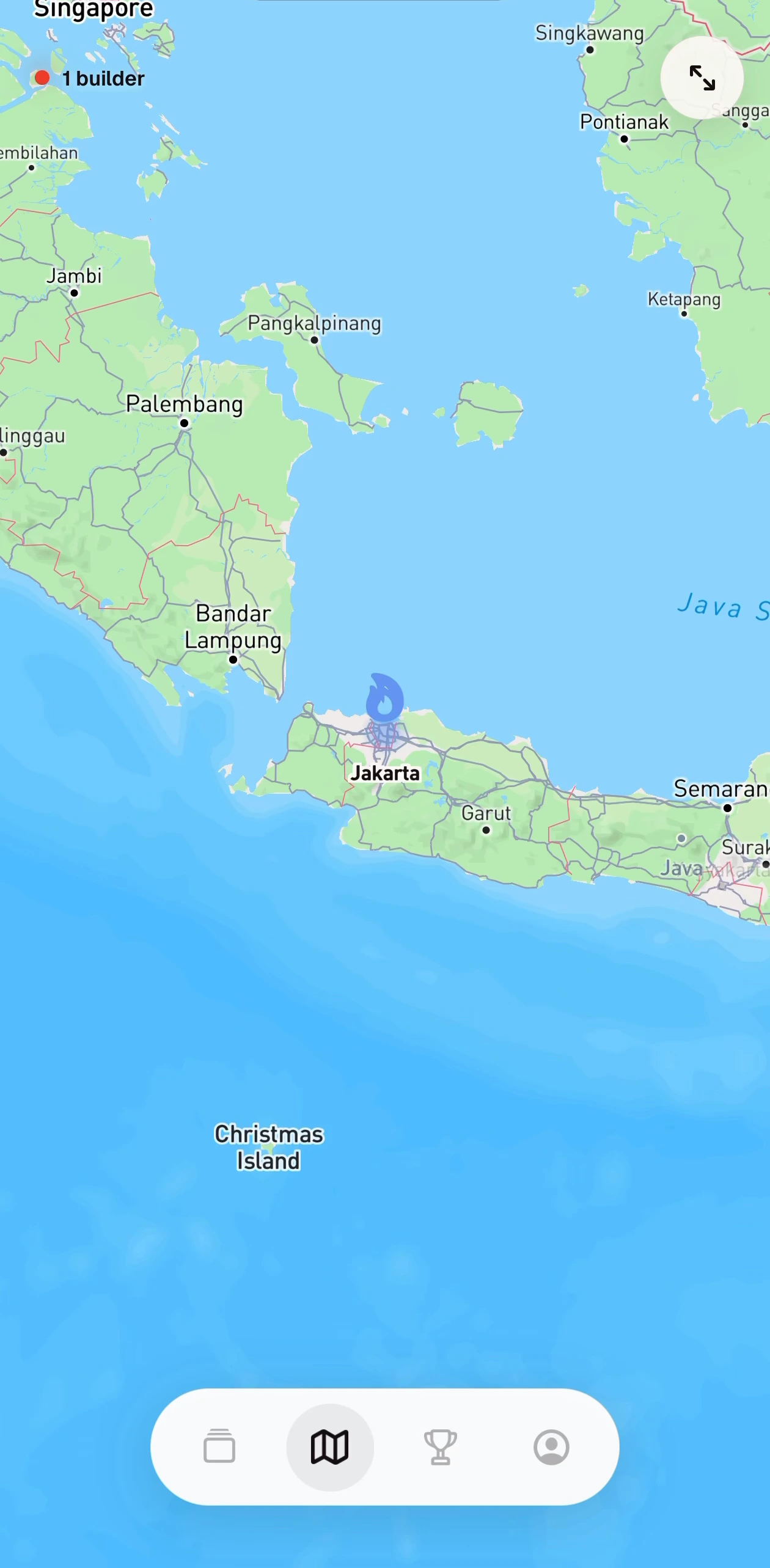 Map of builders' beacons burning around Jakarta